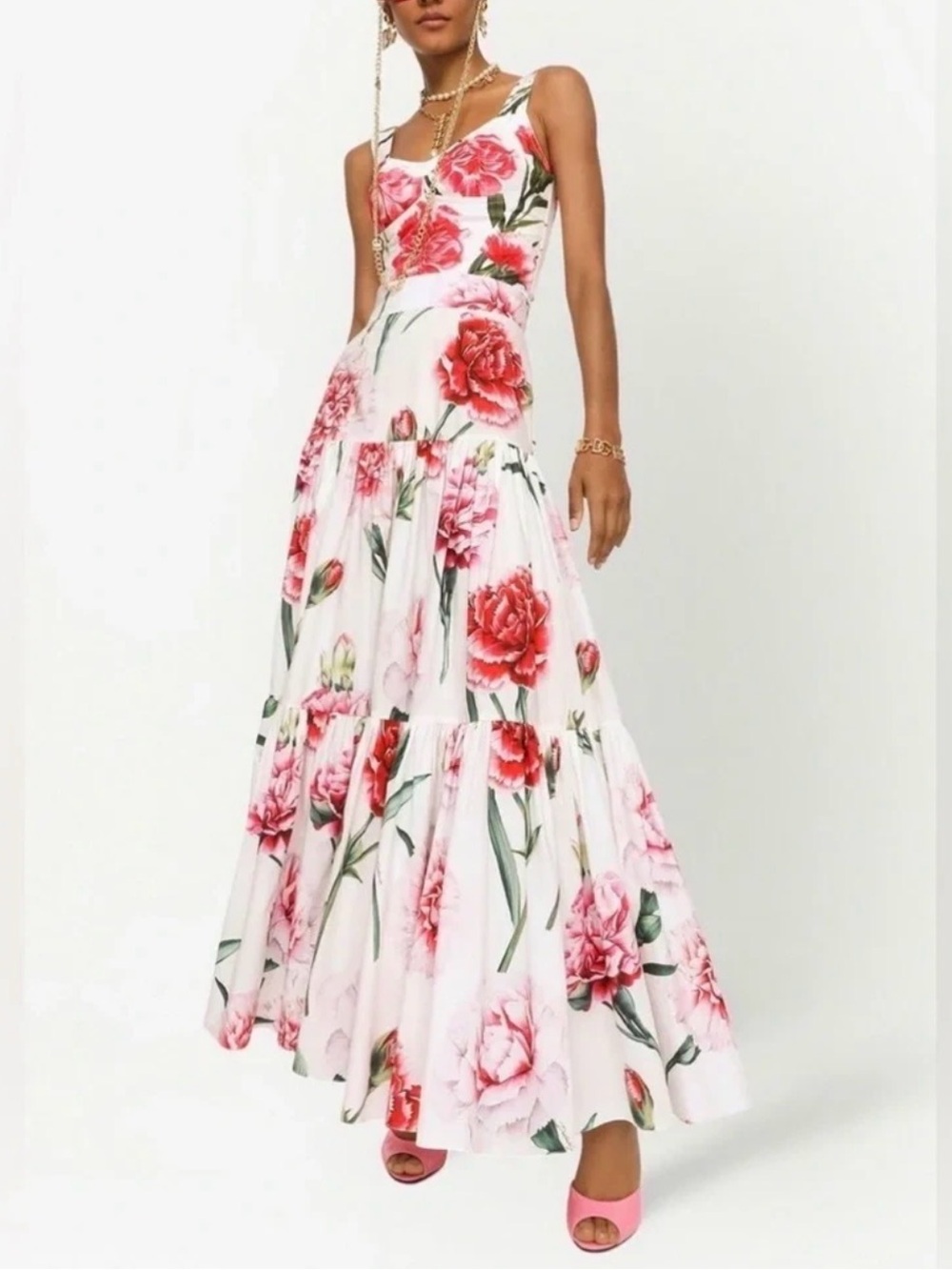 Dolce and Gabbana tiered  maxi floral skirt